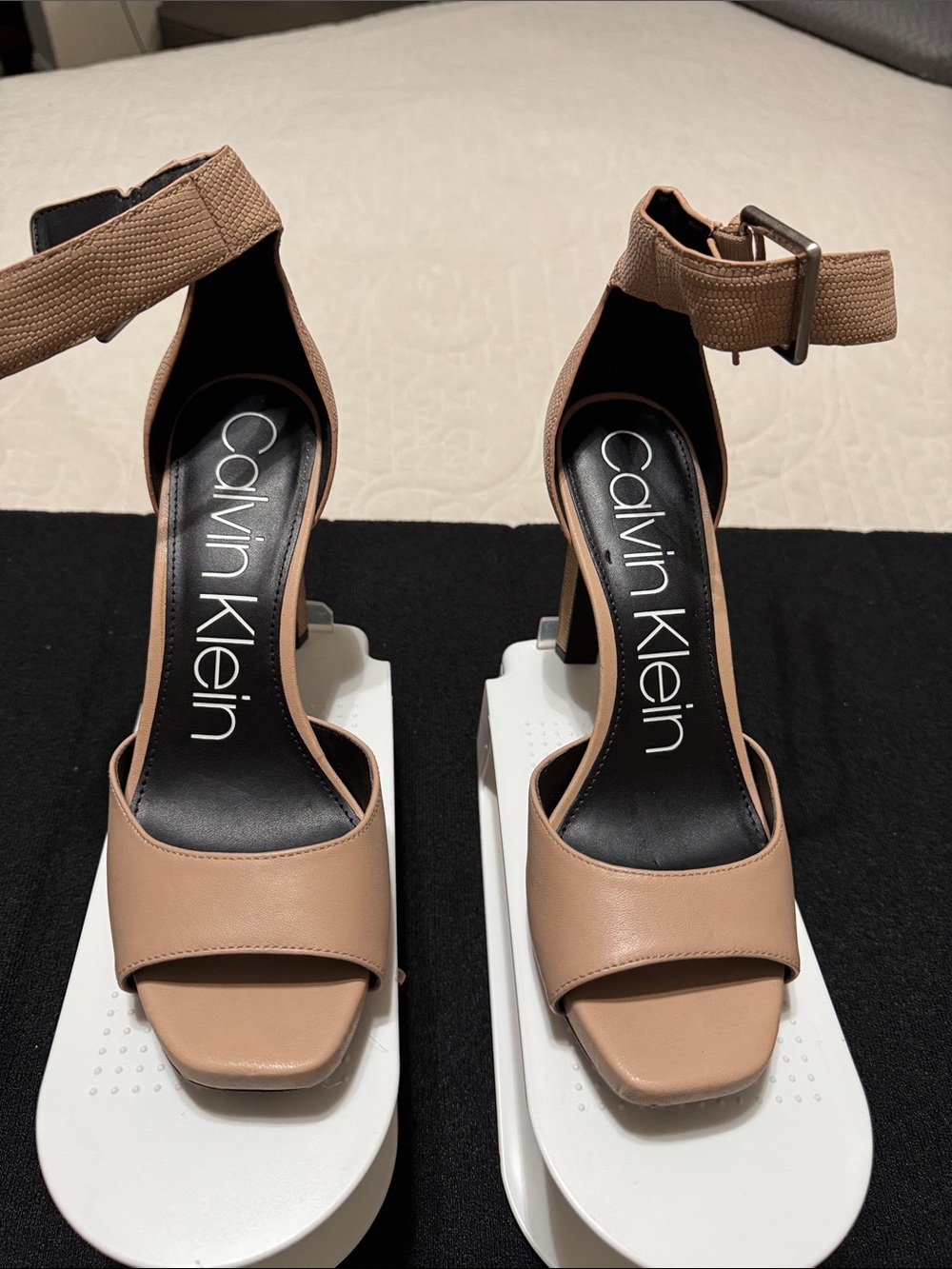 Calvin Klein Tan Ankle-Strap High Heel Sandals